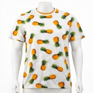 NWT Cactus Man Ricky Singh Mens White Pineapple Print Short Sleeve T-Shirt L